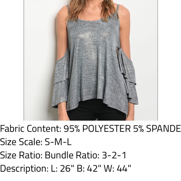 New🏆HP🏆Shimmer Long bell sleeve cold shoulder - Picture 3 of 5